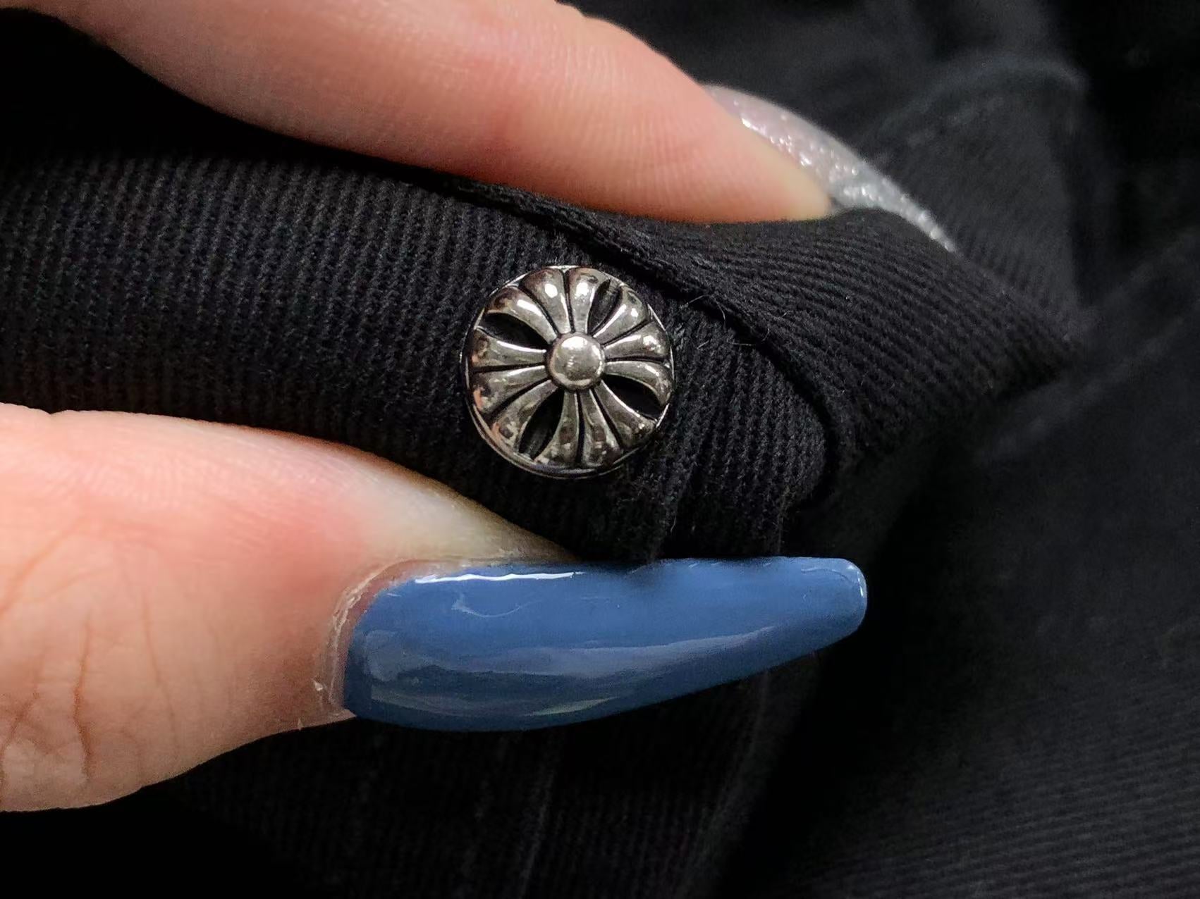 White & Blue Cross Patch Black Carpenter Pants™