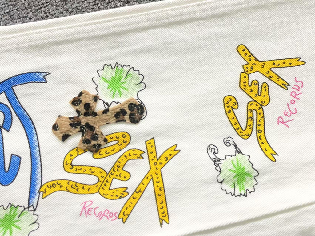 Mattyboy Leopard Cross Patch White Jeans™