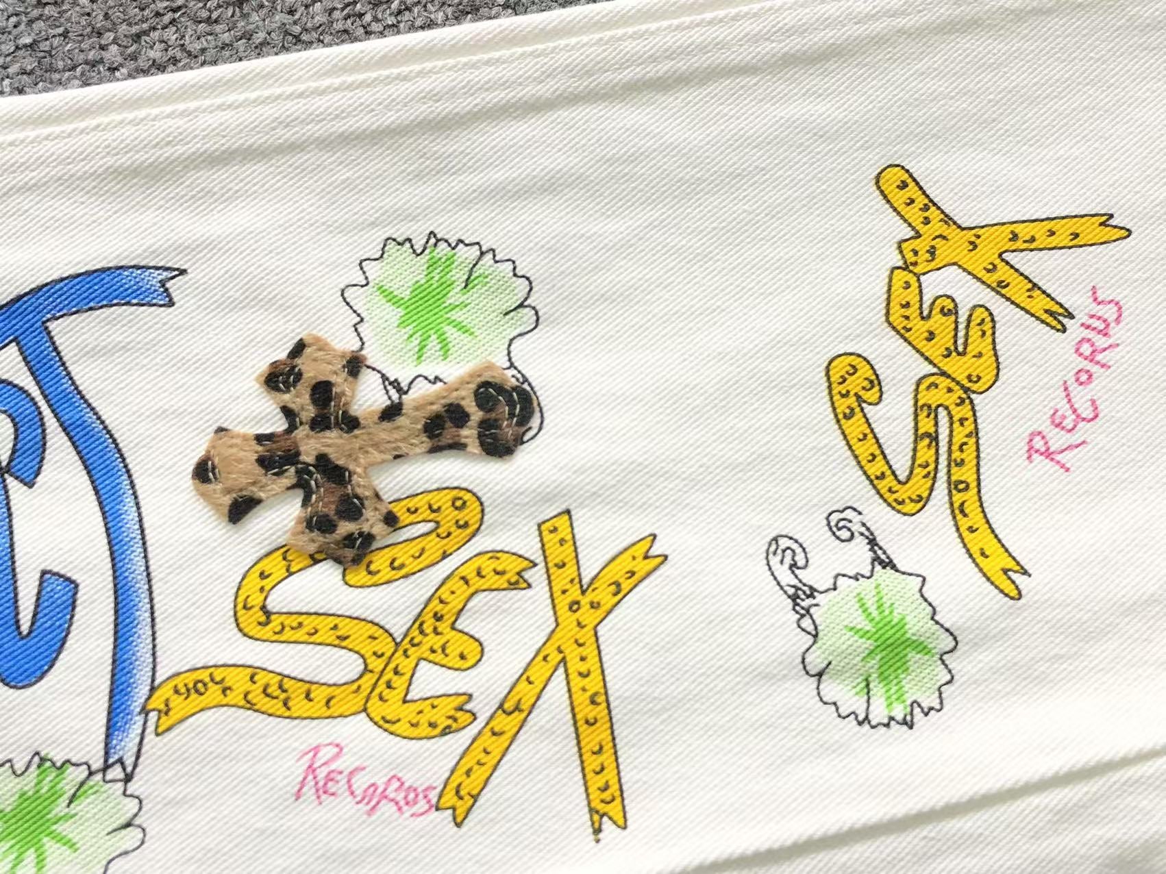 Mattyboy Leopard Cross Patch White Jeans™