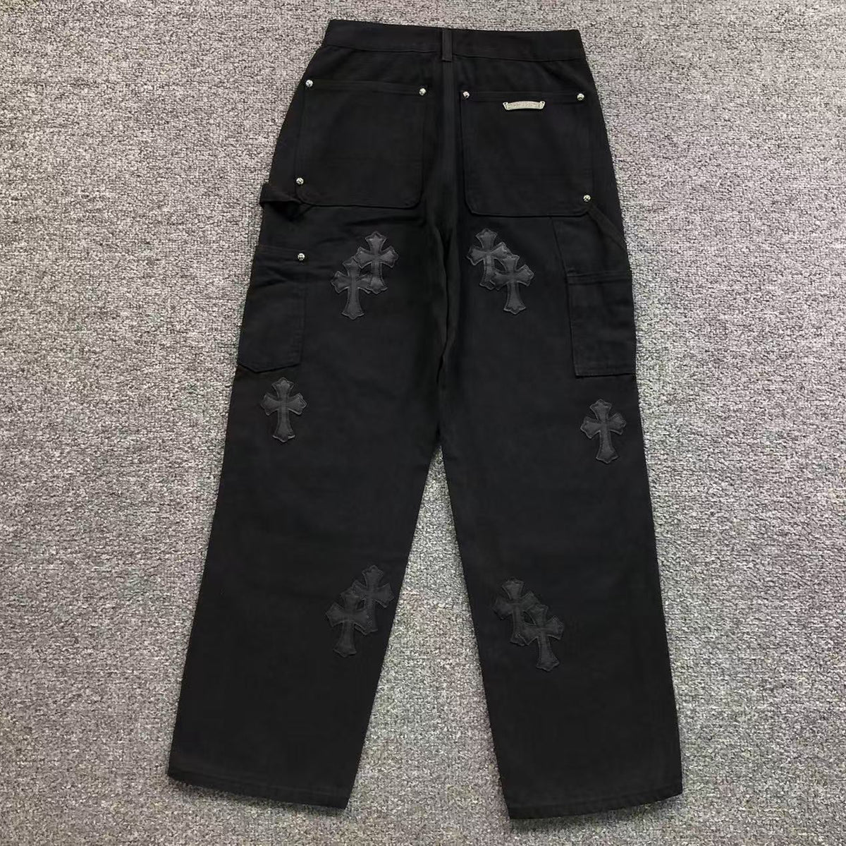 Black Cross Patch Black Carpenter Pants™