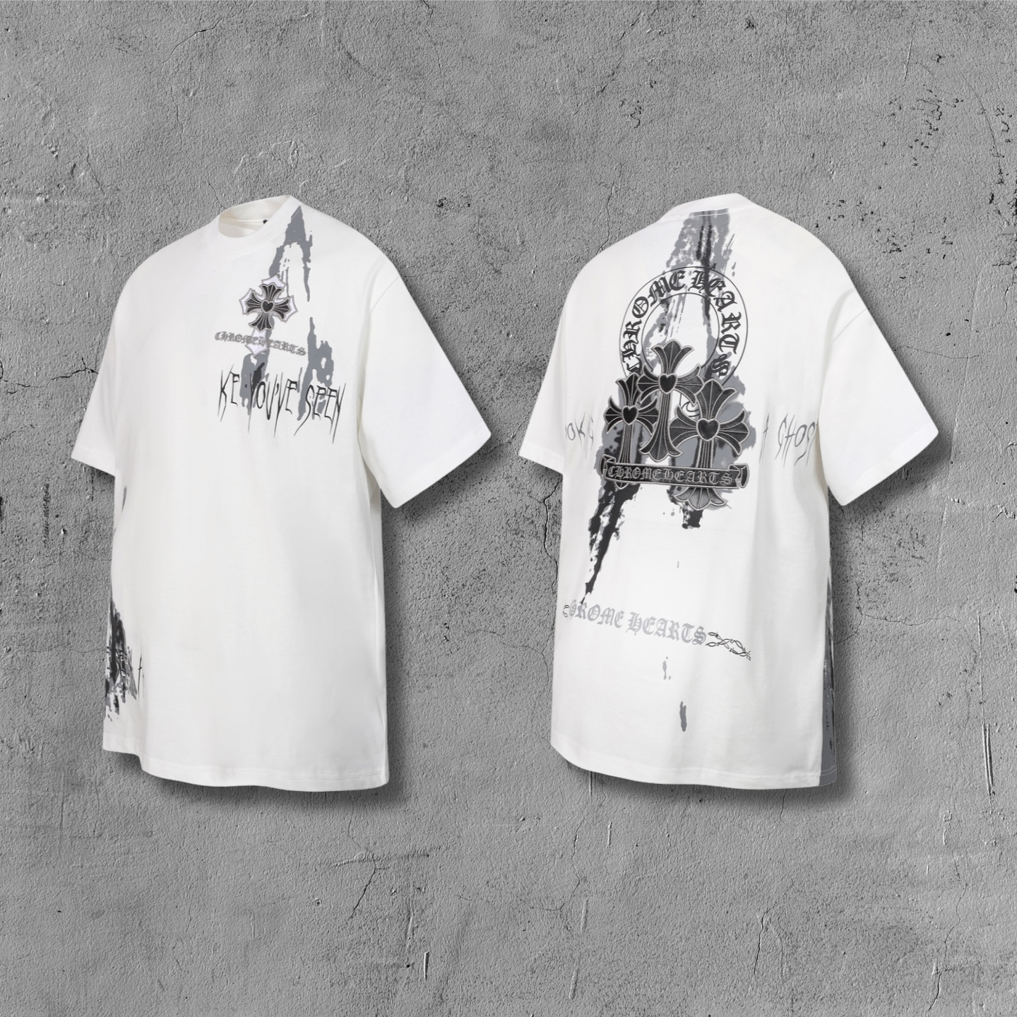Painted Triple Cross Graphic White T-Shirt™