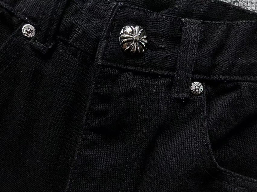 White & Yellow Cross Patch Black Denim Jeans™
