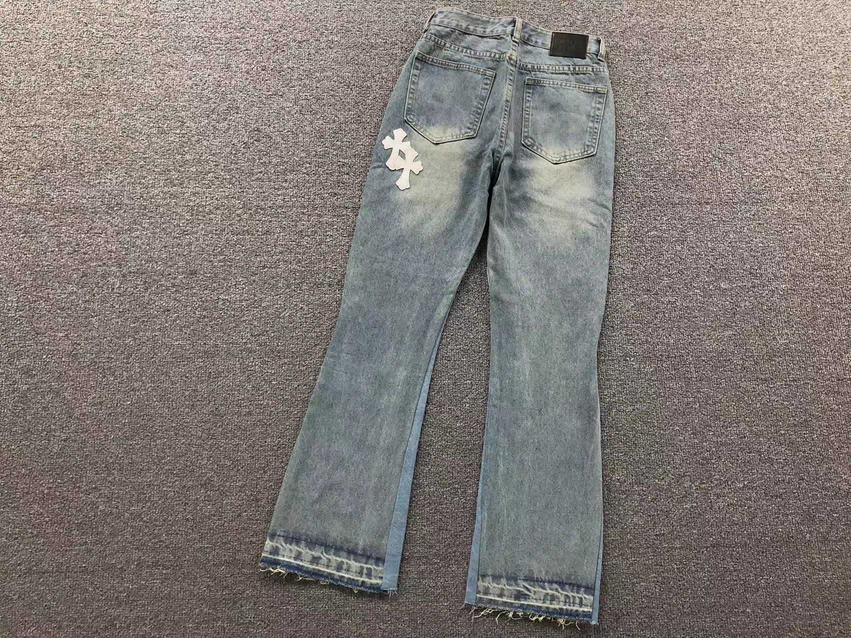 White Cross Patch Mixed-Denim Jeans™