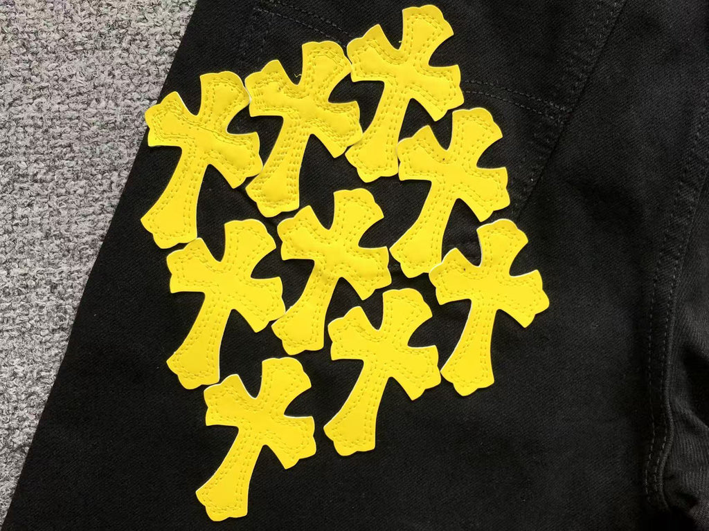 Yellow Cross Patch Black Denim Jeans™