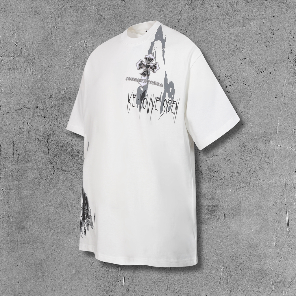 Painted Triple Cross Graphic White T-Shirt™