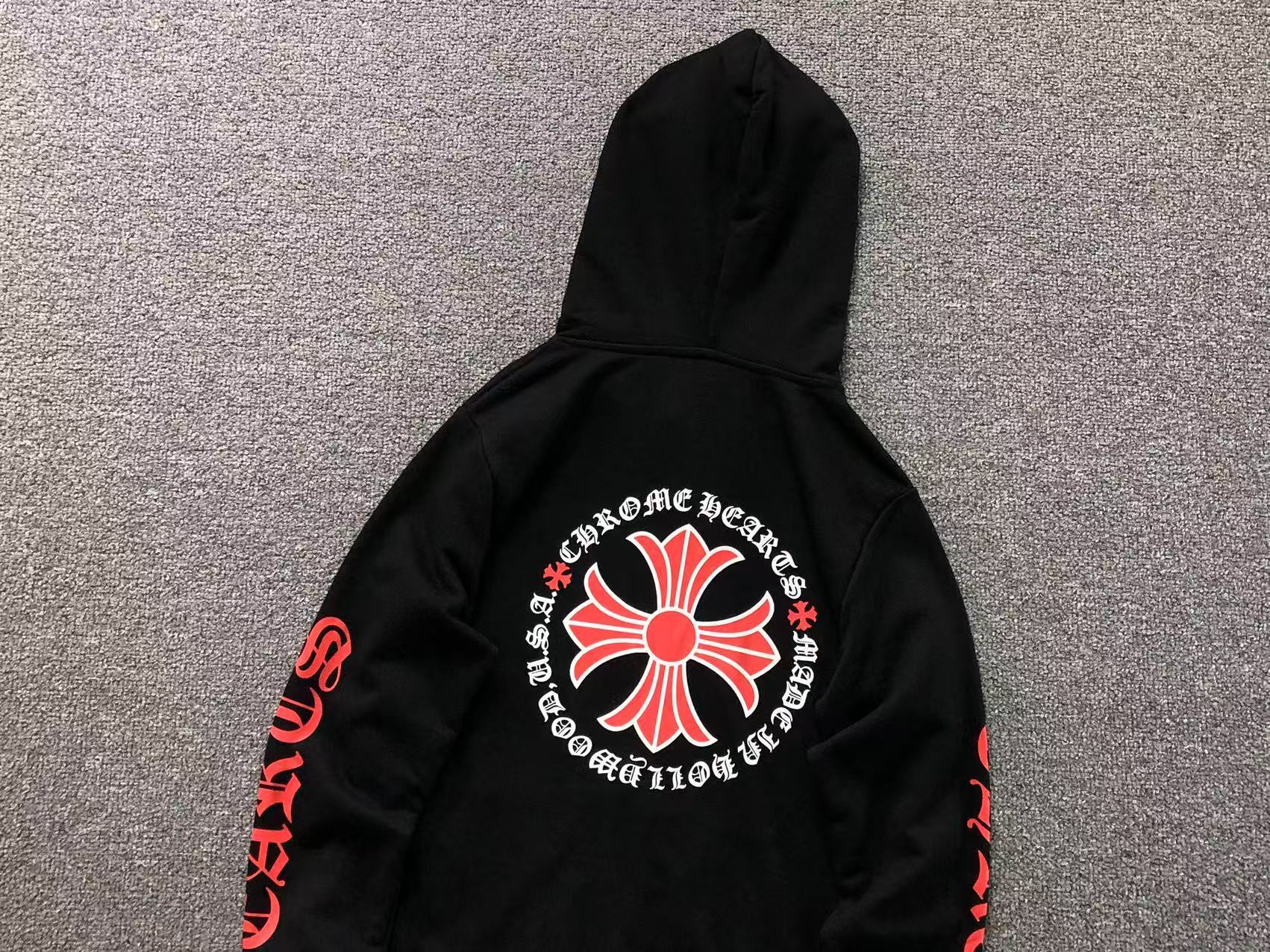 Red Cross Emblem Black Full Zip Hoodie™