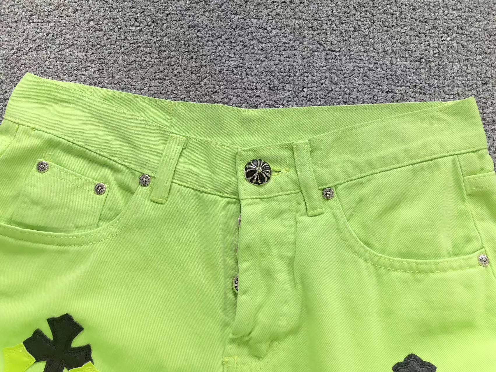 Green & Black Cross Patch Lime Green Jeans™