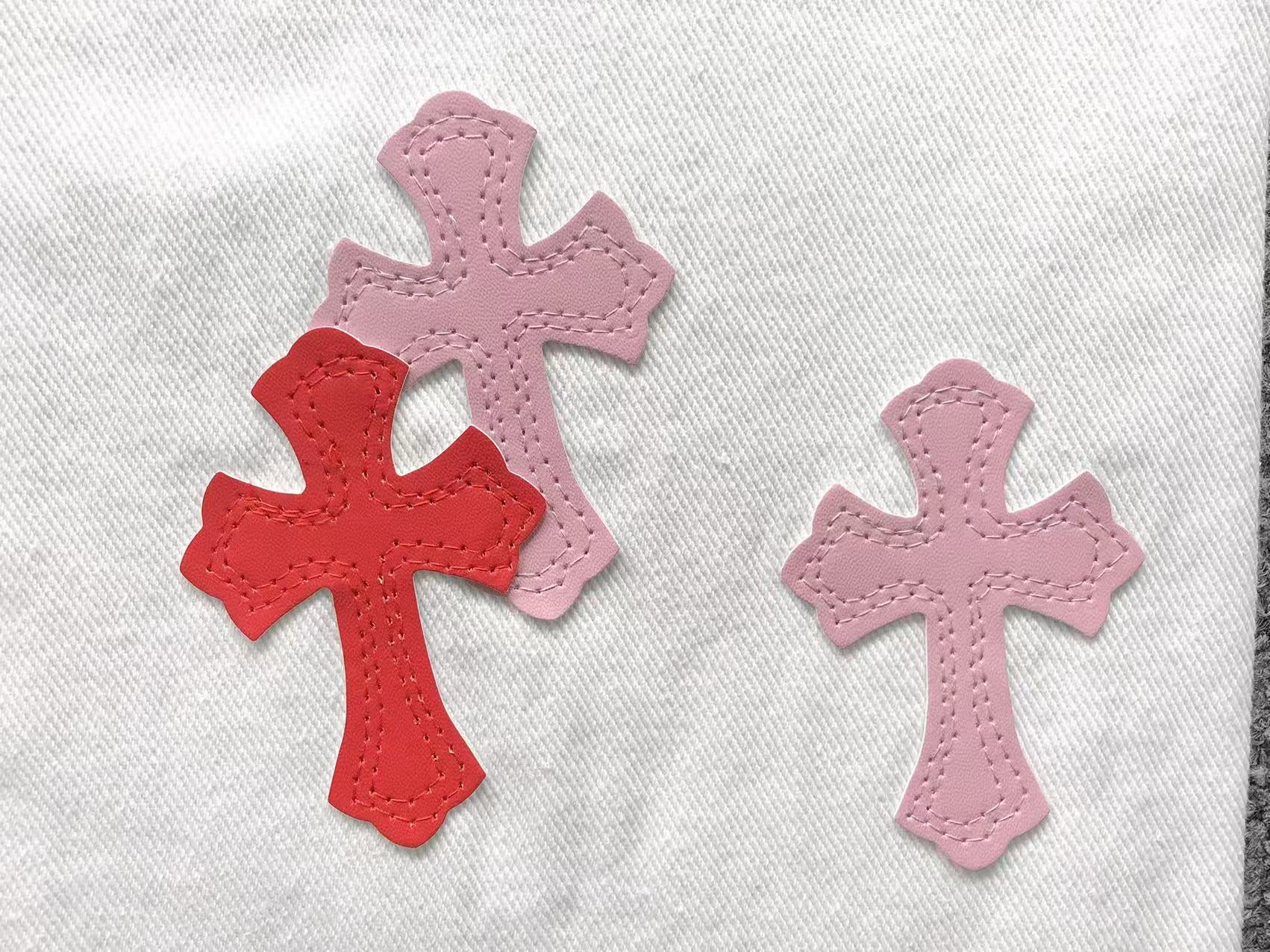 Red & Pink Cross Patch White Denim Jeans™