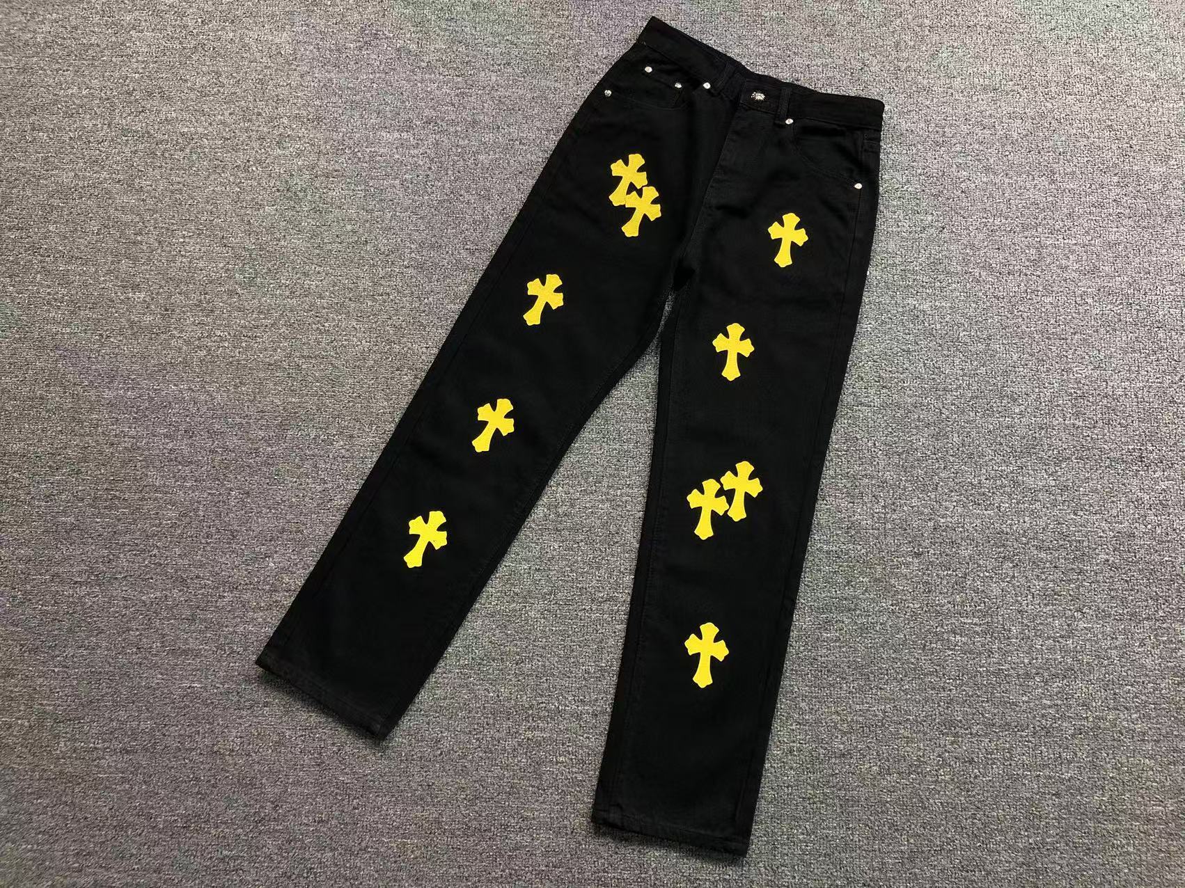 Yellow Cross Patch Black Denim Jeans™