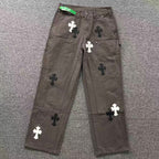 Black & White Cross Patch Brown Carpenter Pants™