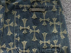 Cross Pattern Dark Denim Baggy Jeans™