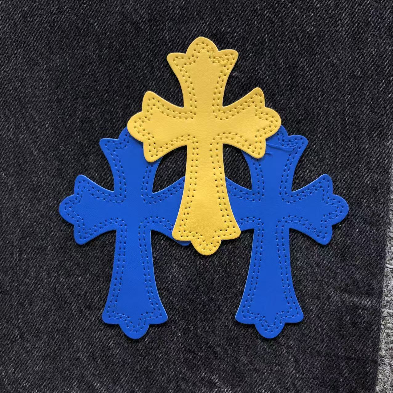 Blue & Yellow Cross Patch Black Jeans™