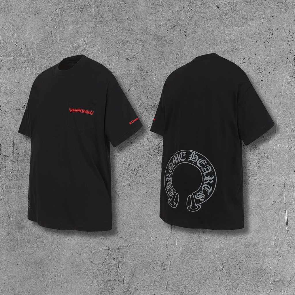 Red Pocket Logo Black T-Shirt™