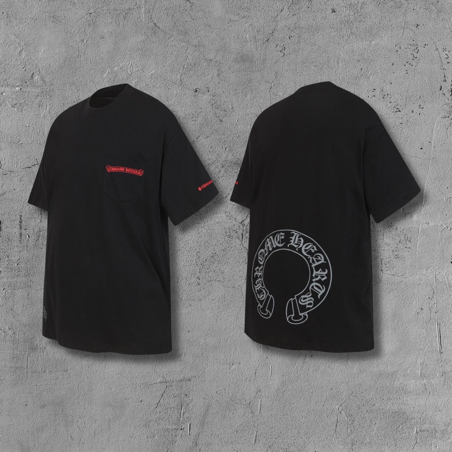 Red Pocket Logo Black T-Shirt™