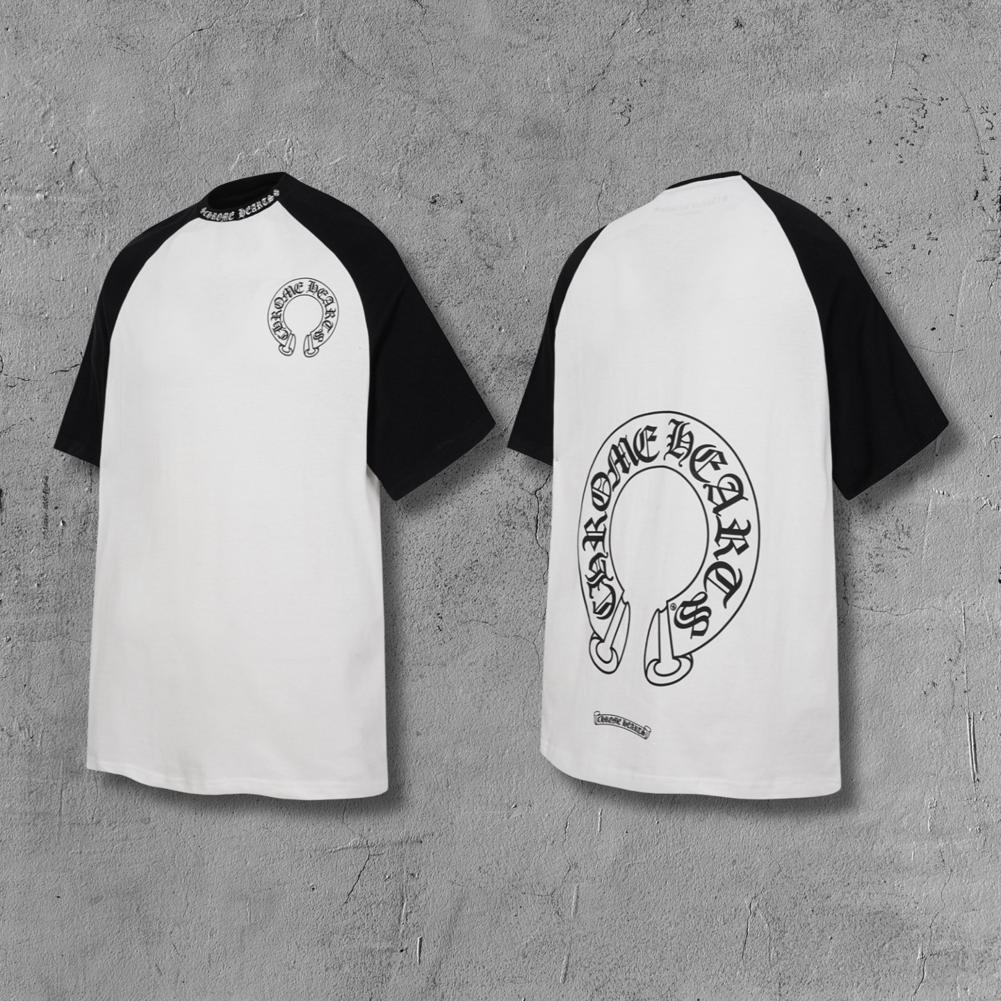 Black Sleeve Horseshoe White T-Shirt™