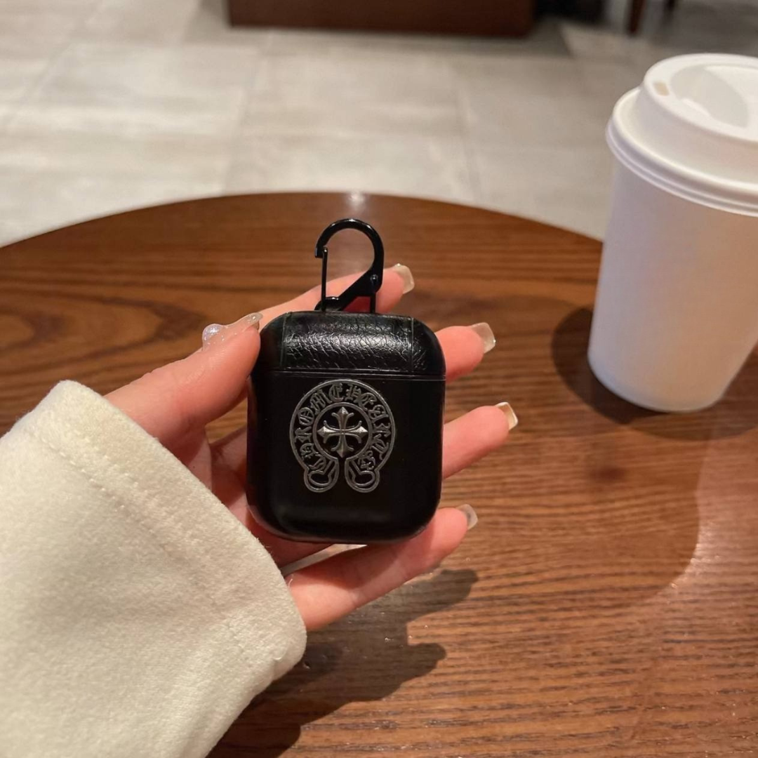 Gothic Symbol Black Leather Airpods Case™