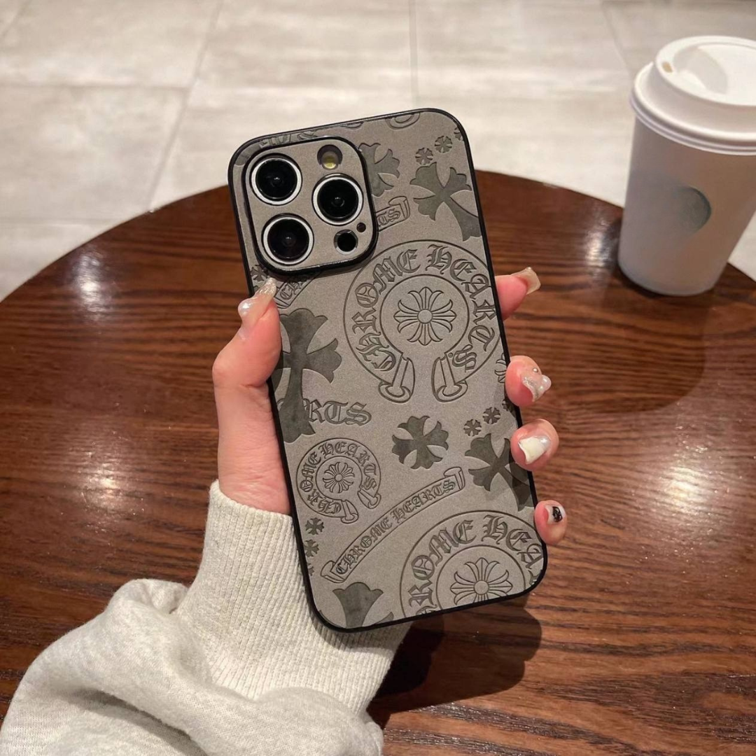 Gothic Logo Pattern Hard Leather Case™