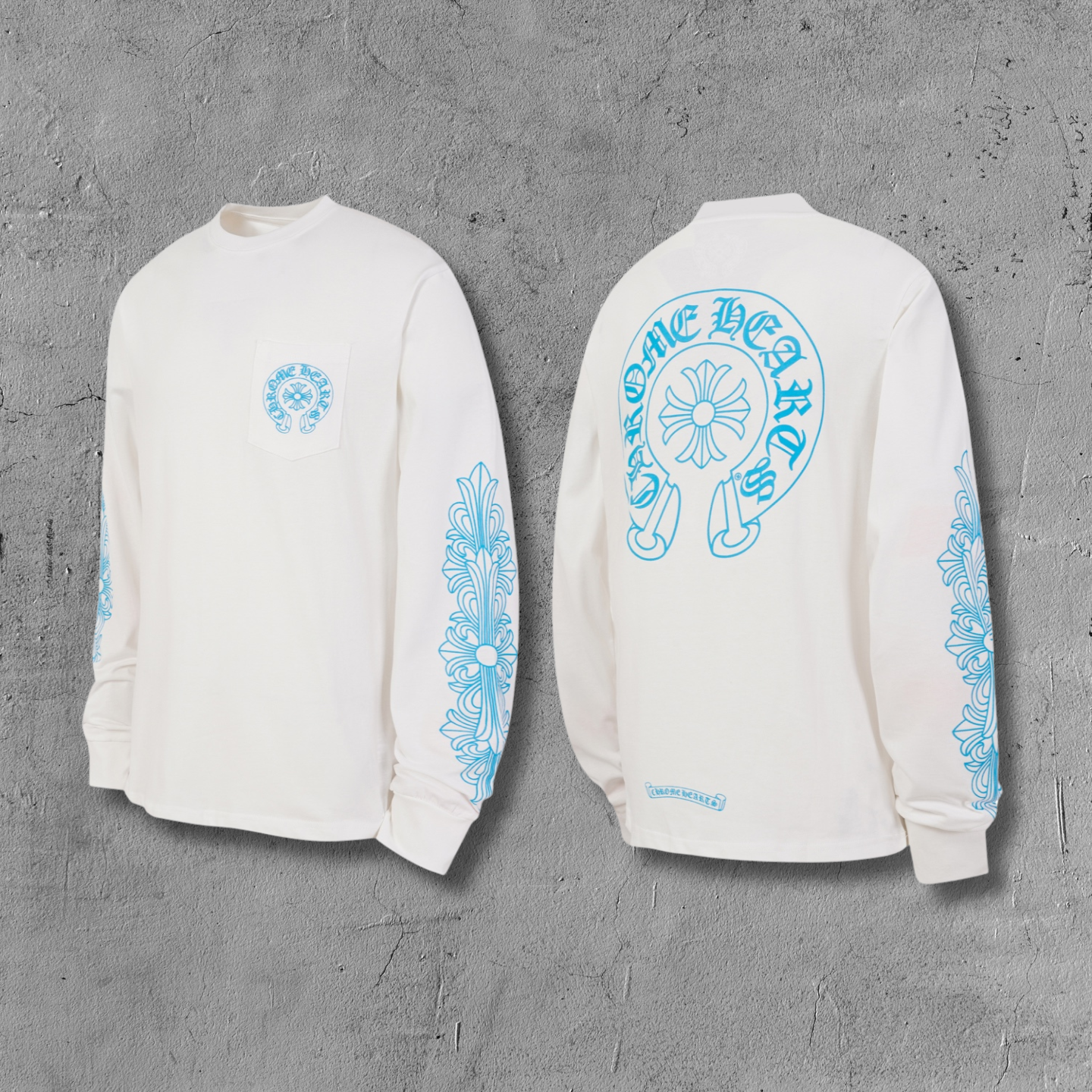 Blue Horseshoe Pocket White Long Sleeve™
