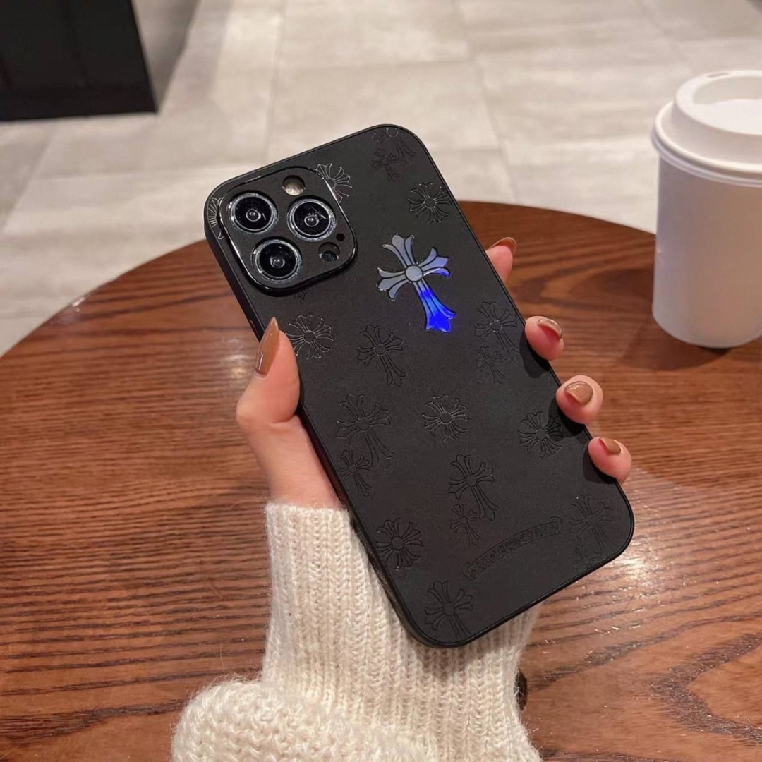 Iridescent Cross Symbol Hard Leather Case™