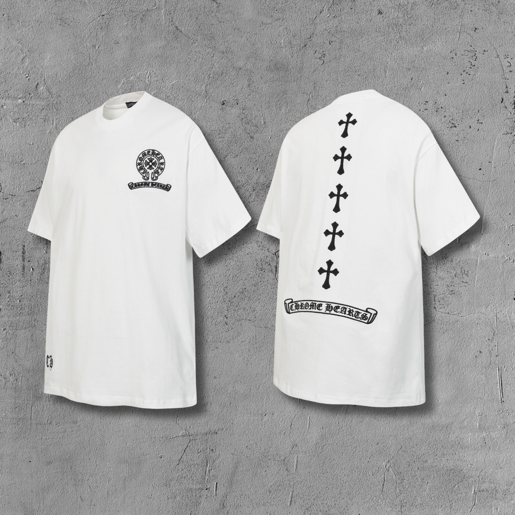Vertical Cross Horseshoe Logo White T-Shirt™
