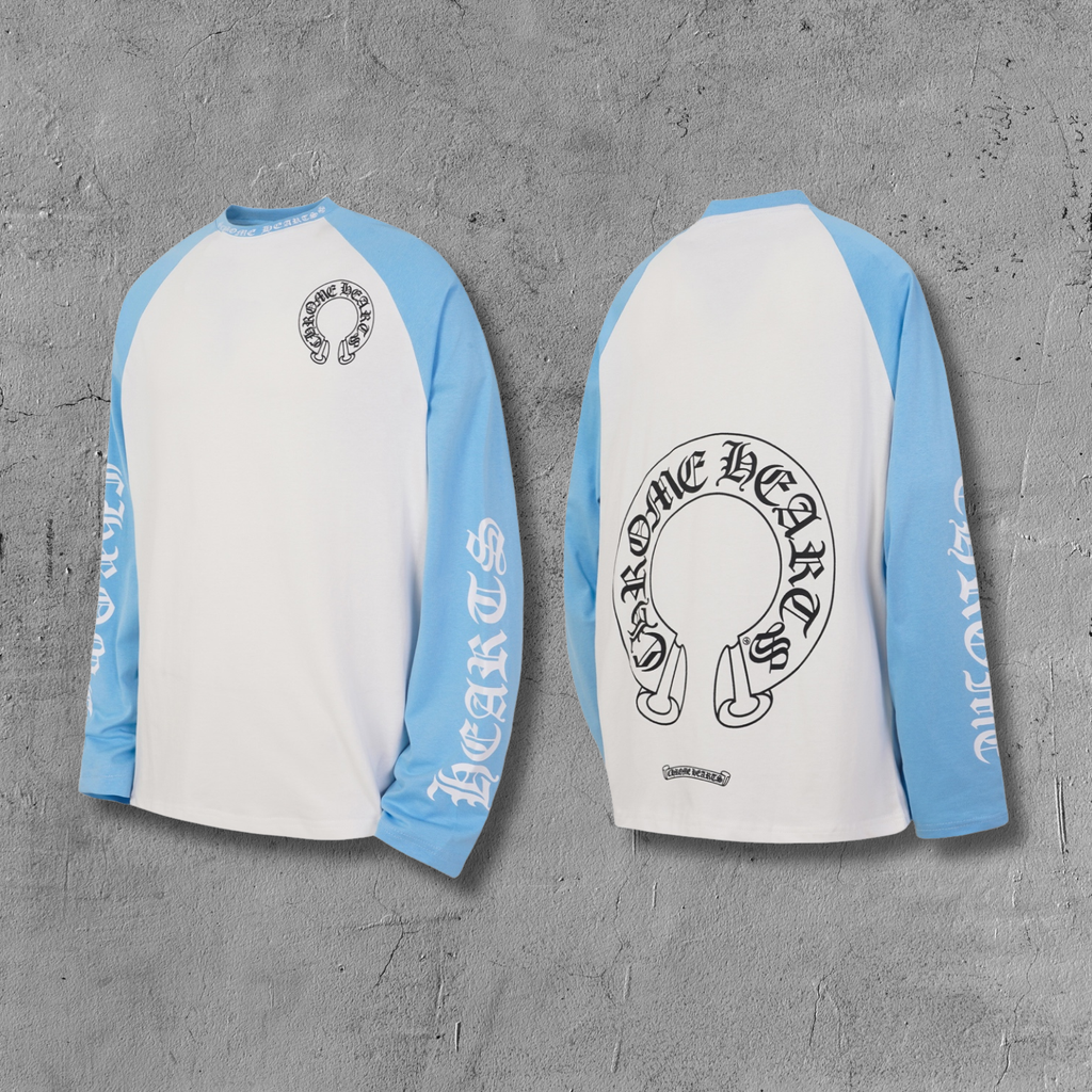 Typography Logo Light Blue & White Long Sleeve™