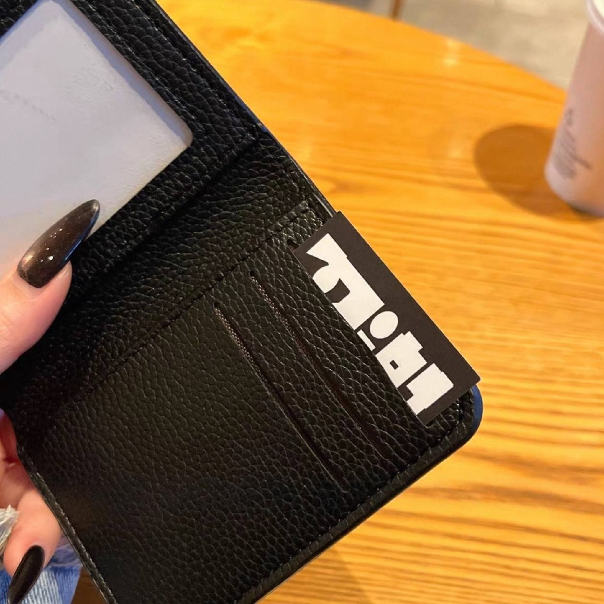 Metallic 3D Symbol Black Leather Wallet™