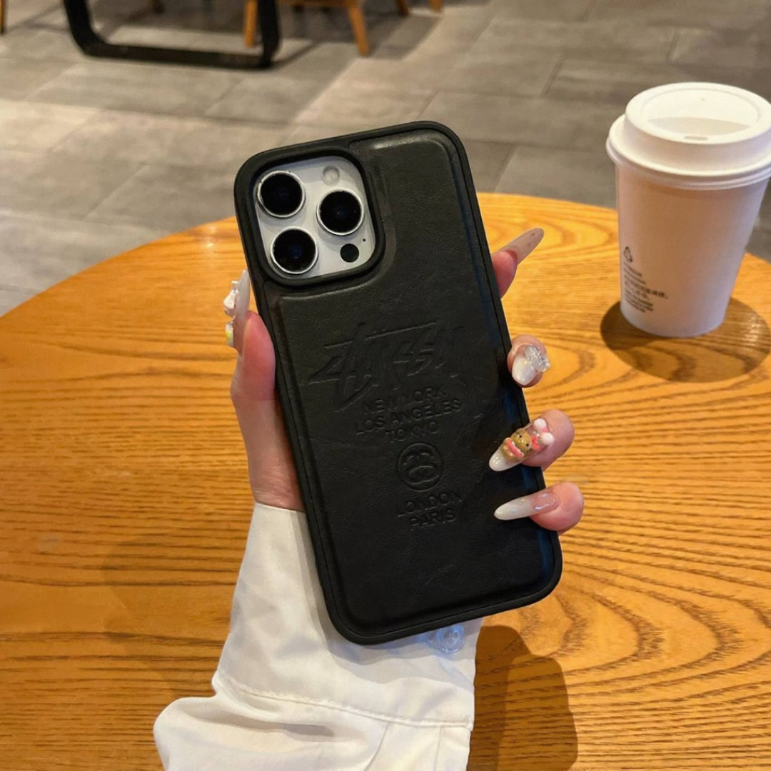 Streetwear Black Leather Phone Case™