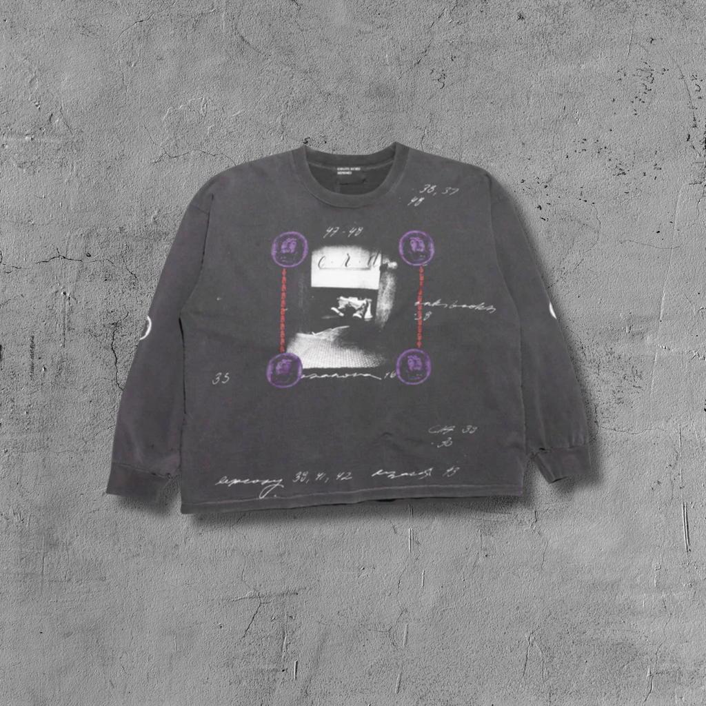 ER* Sleeve Print Washed Black Long Sleeve Shirt™