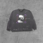 ER* Sleeve Print Washed Black Long Sleeve Shirt™