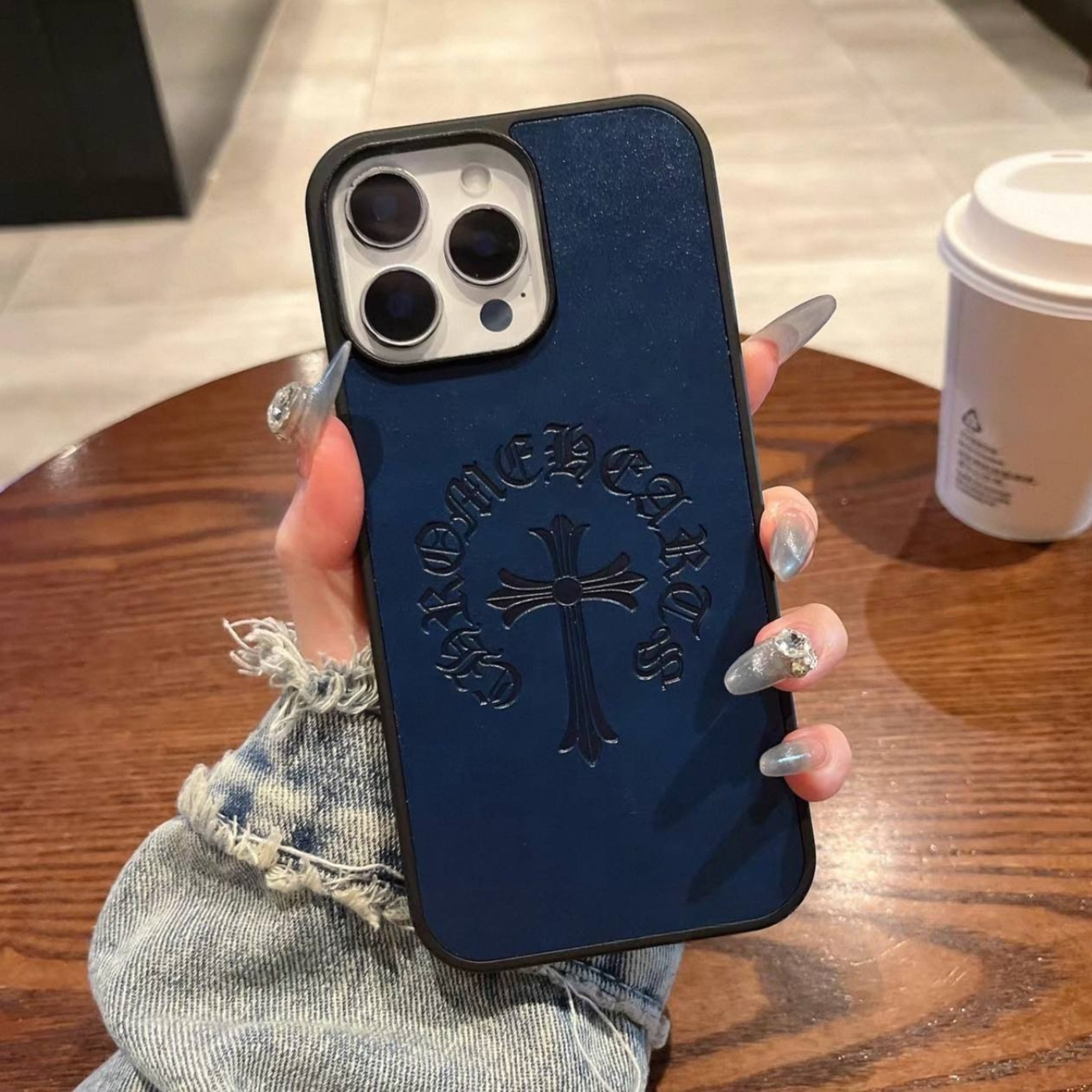 Engraved Cross Hard Leather Case™