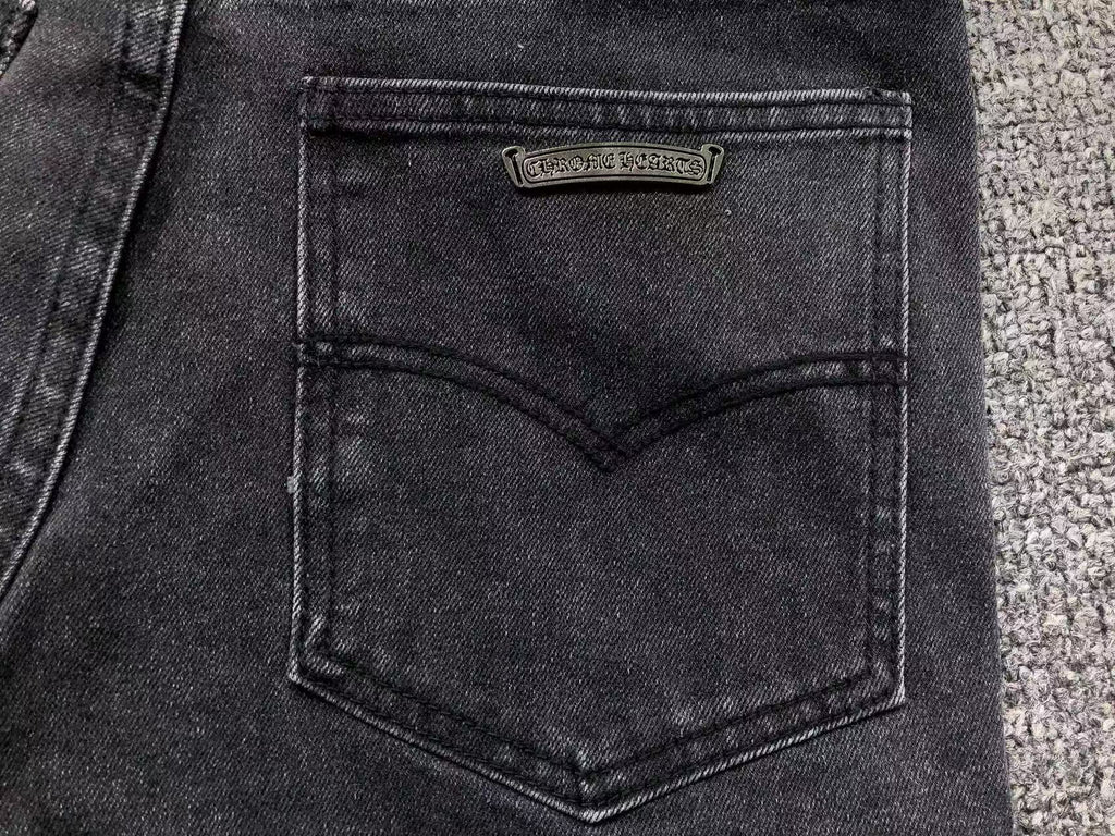 Multicolor Cross & Smiley Patch Grey Denim Jeans™