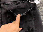Black Cross Patch Dark Grey Denim Jeans™