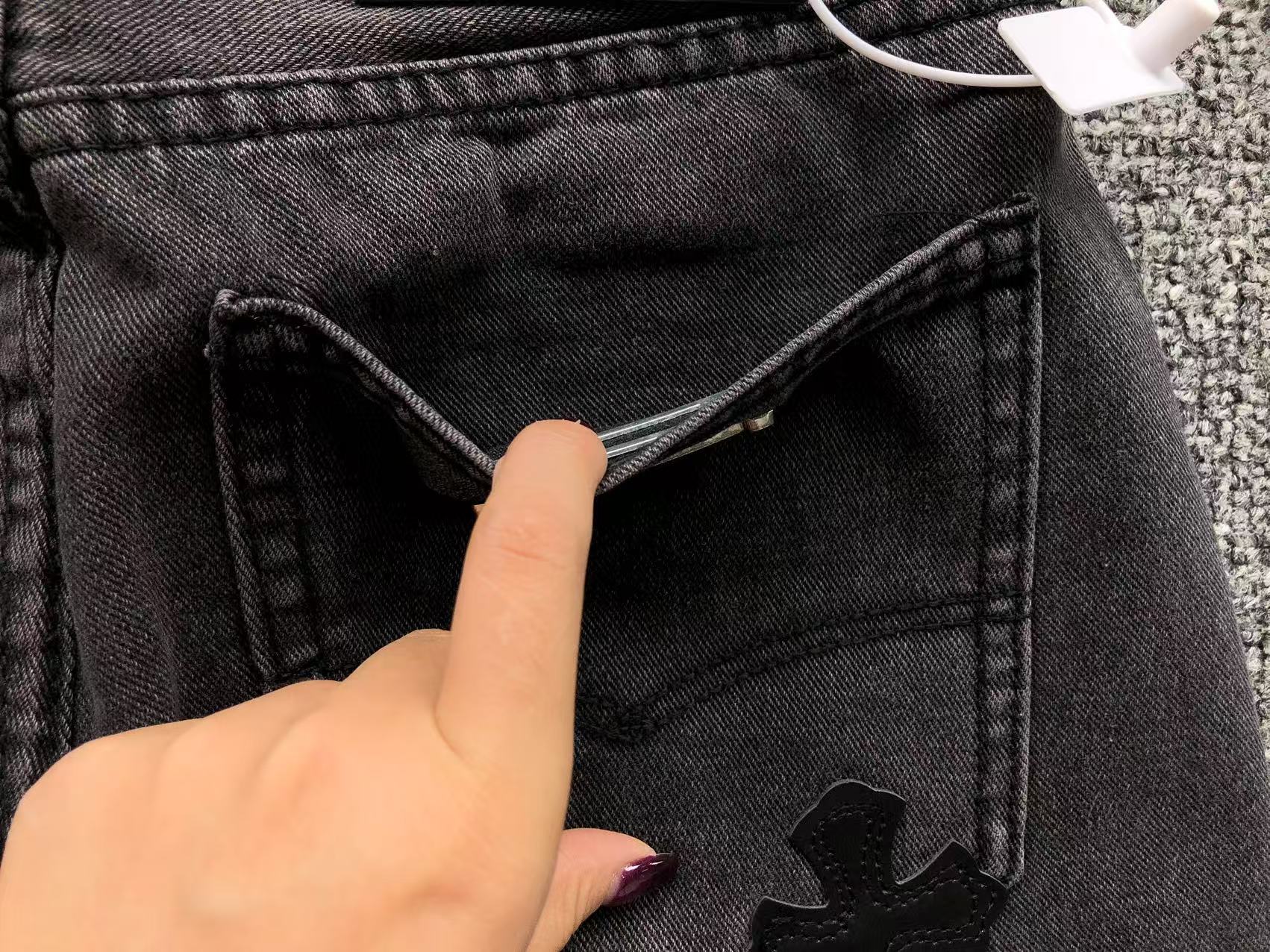 Black Cross Patch Black Denim Jeans™