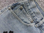 Black & White Cross Patch Light Denim Baggy Jeans™