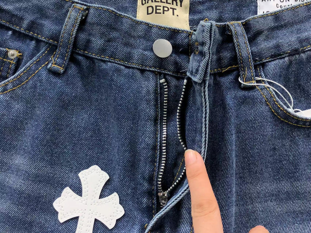White Cross Patch Distressed Denim Jeans™