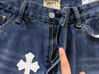 White Cross Patch Distressed Denim Jeans™