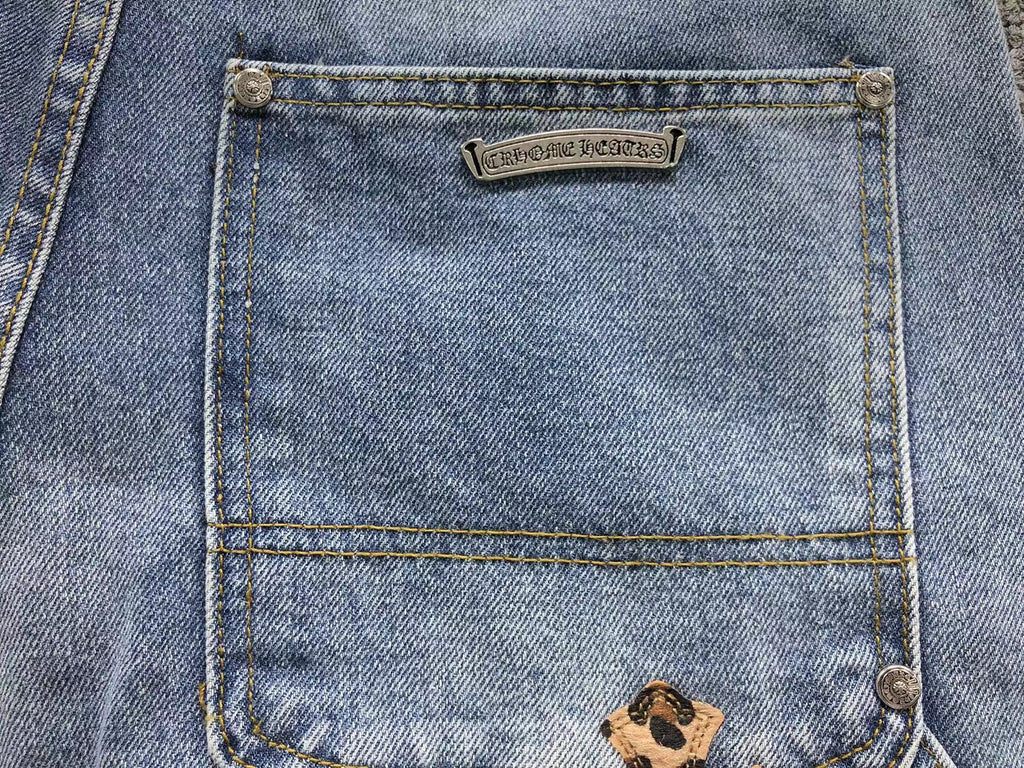 Pink White & Leopard Cross Patch Denim Jeans™