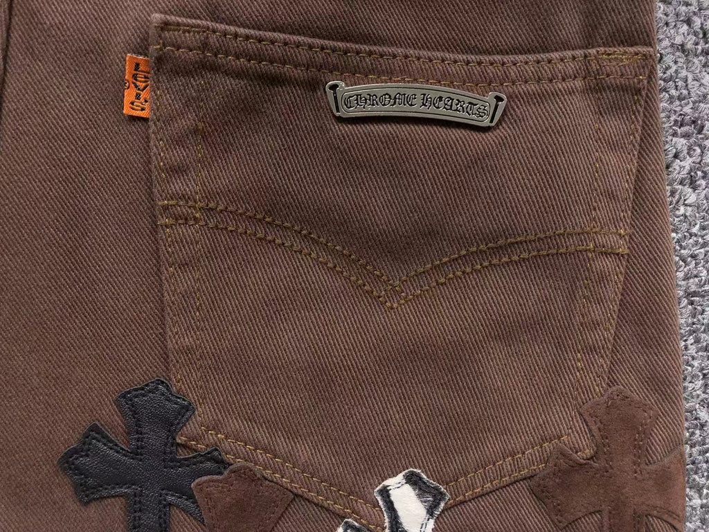 Black Brown & Zebra Cross Patch Brown Jeans™