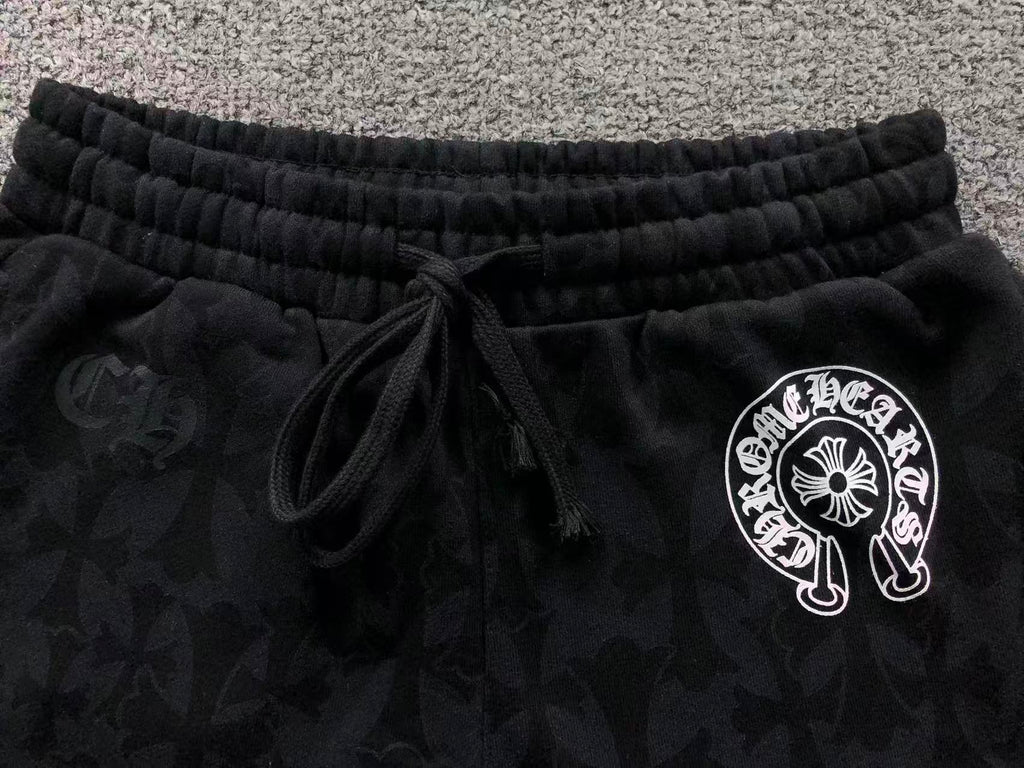 Black Cross Pattern Black Sweatpants™
