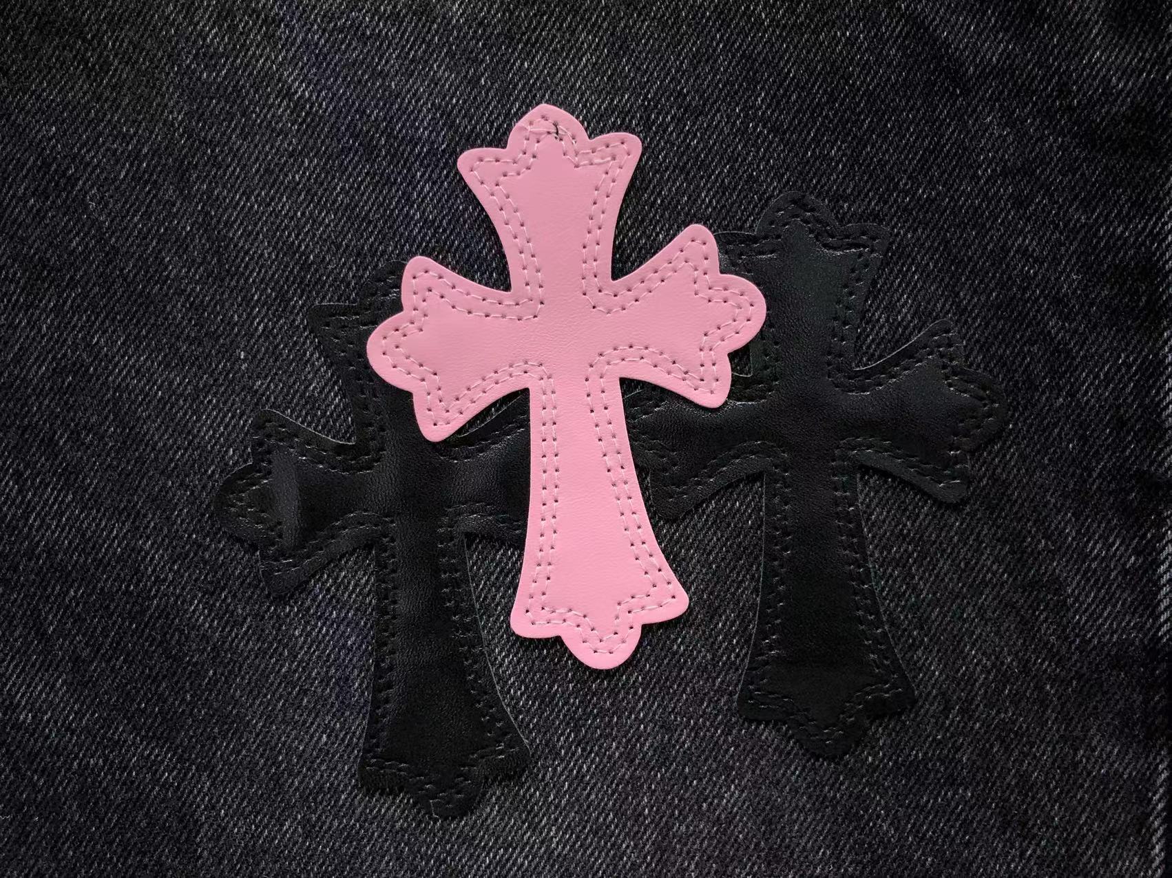 Black & Pink Cross Patch Black Jeans™