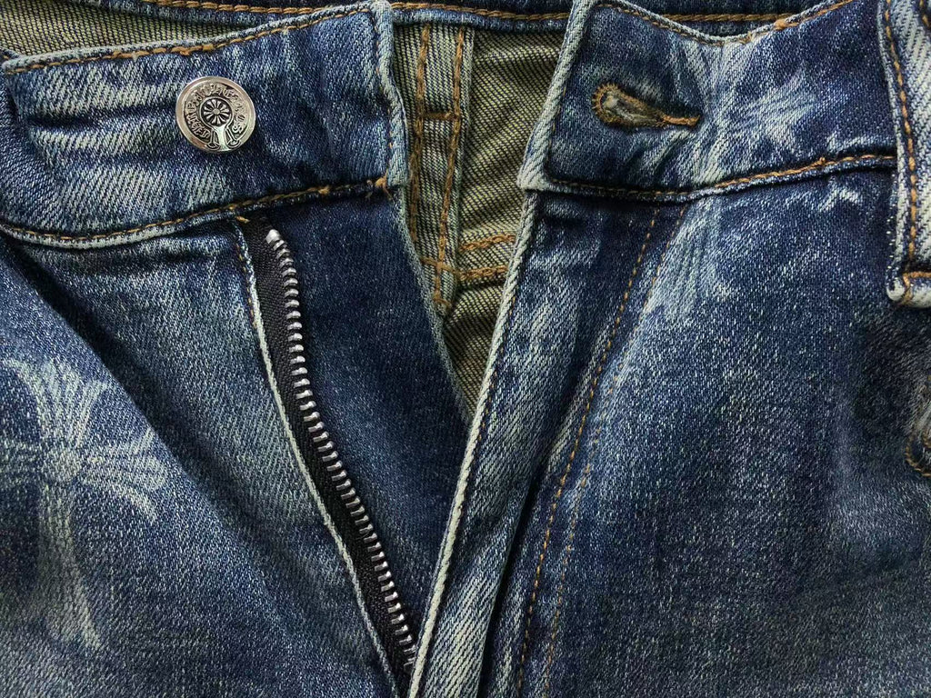 Faded Wash Cross Print Slim Fit Jeans™