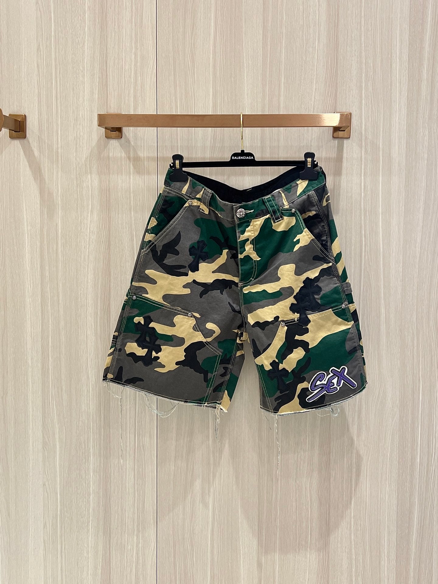 Black Cross Patch S*X Camo Shorts™