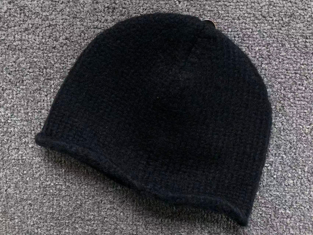 Black Leather Cross Knit Beanie™