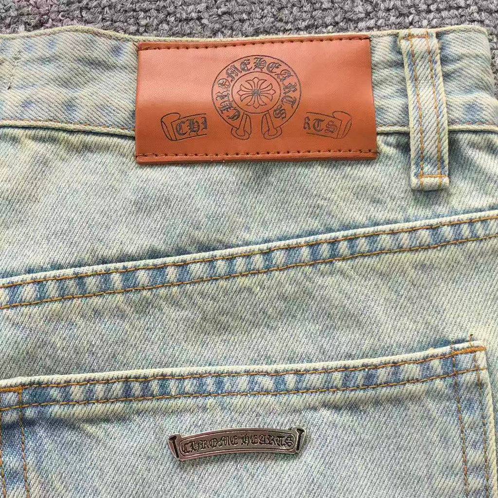 Faded White Cross Patch Light Denim Baggy Jeans™