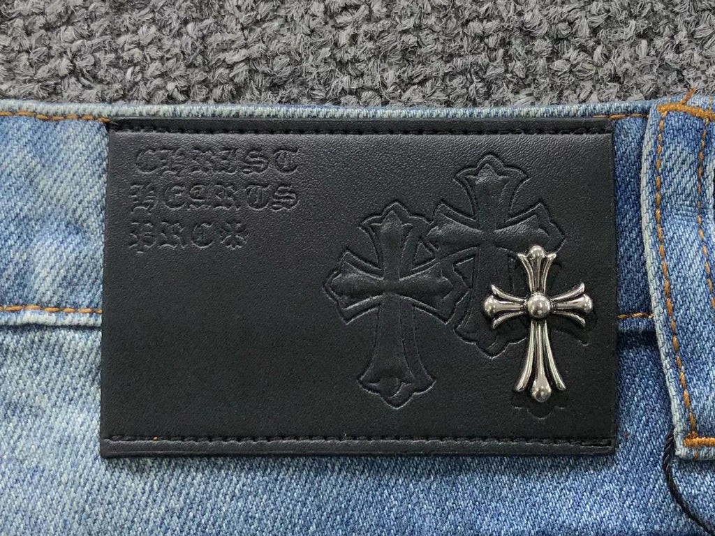 Stacked Black Crosses Denim Jeans™