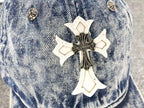 Leather & Metallic Cross Denim Baseball Cap™