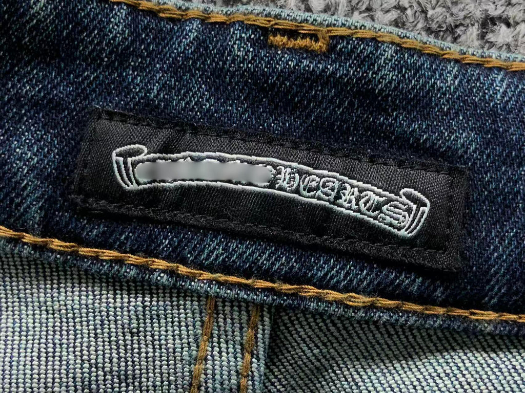 Blue & Purple Cross Patch Baggy Jeans™