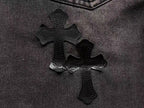 Black Cross Patch Dark Grey Denim Jeans™