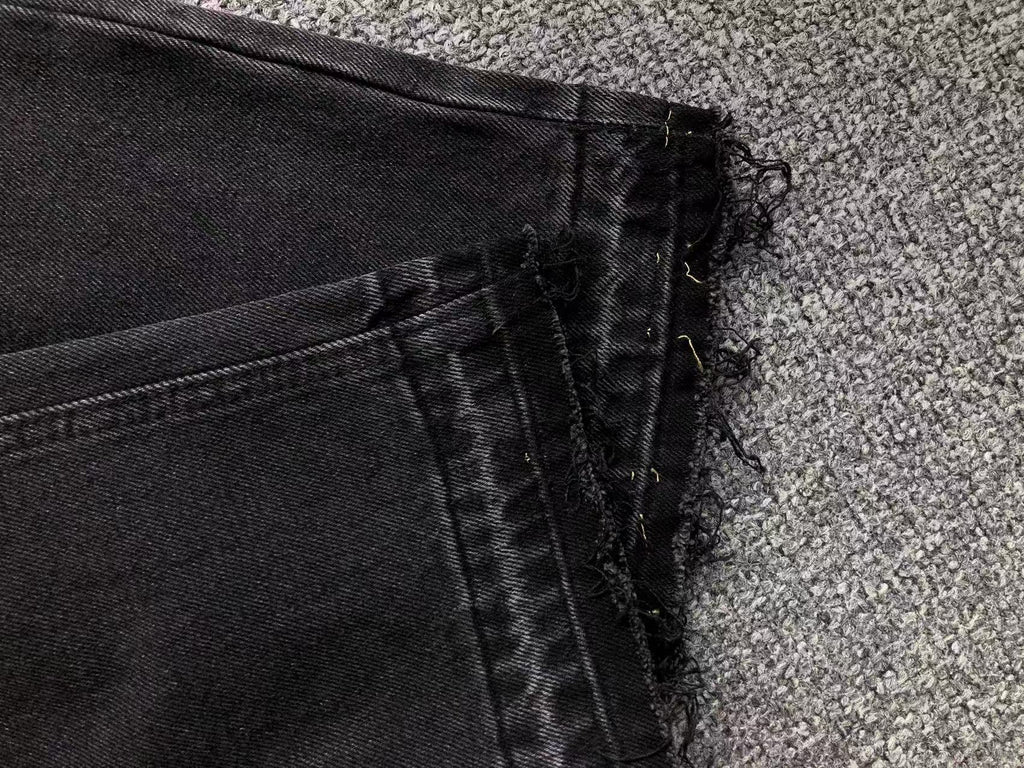 Black Leather Cross Patch Black Denim Jeans™