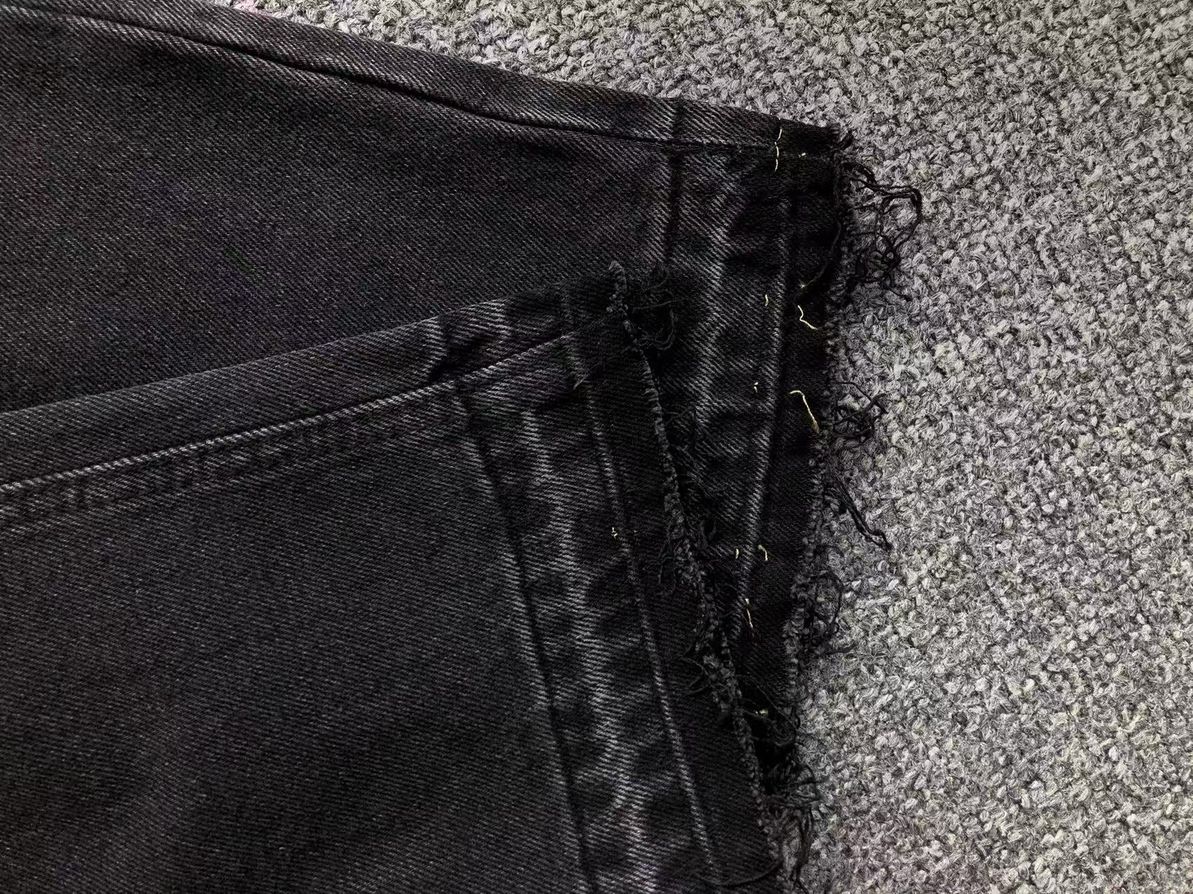 Black Leather Cross Patch Black Denim Jeans™